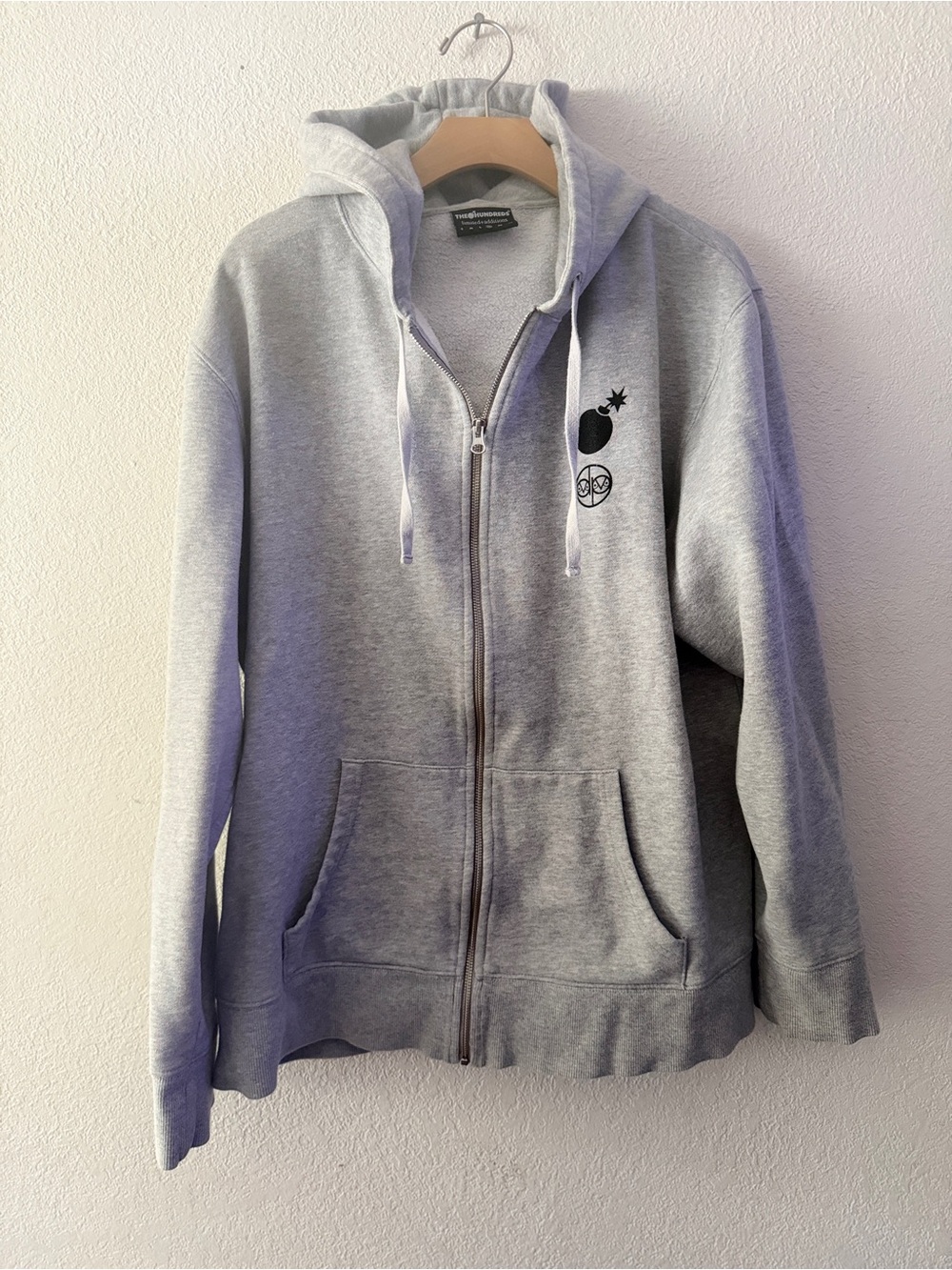 Men’s The Hundreds Gray Full Zip adam bomb Hoodie size XL